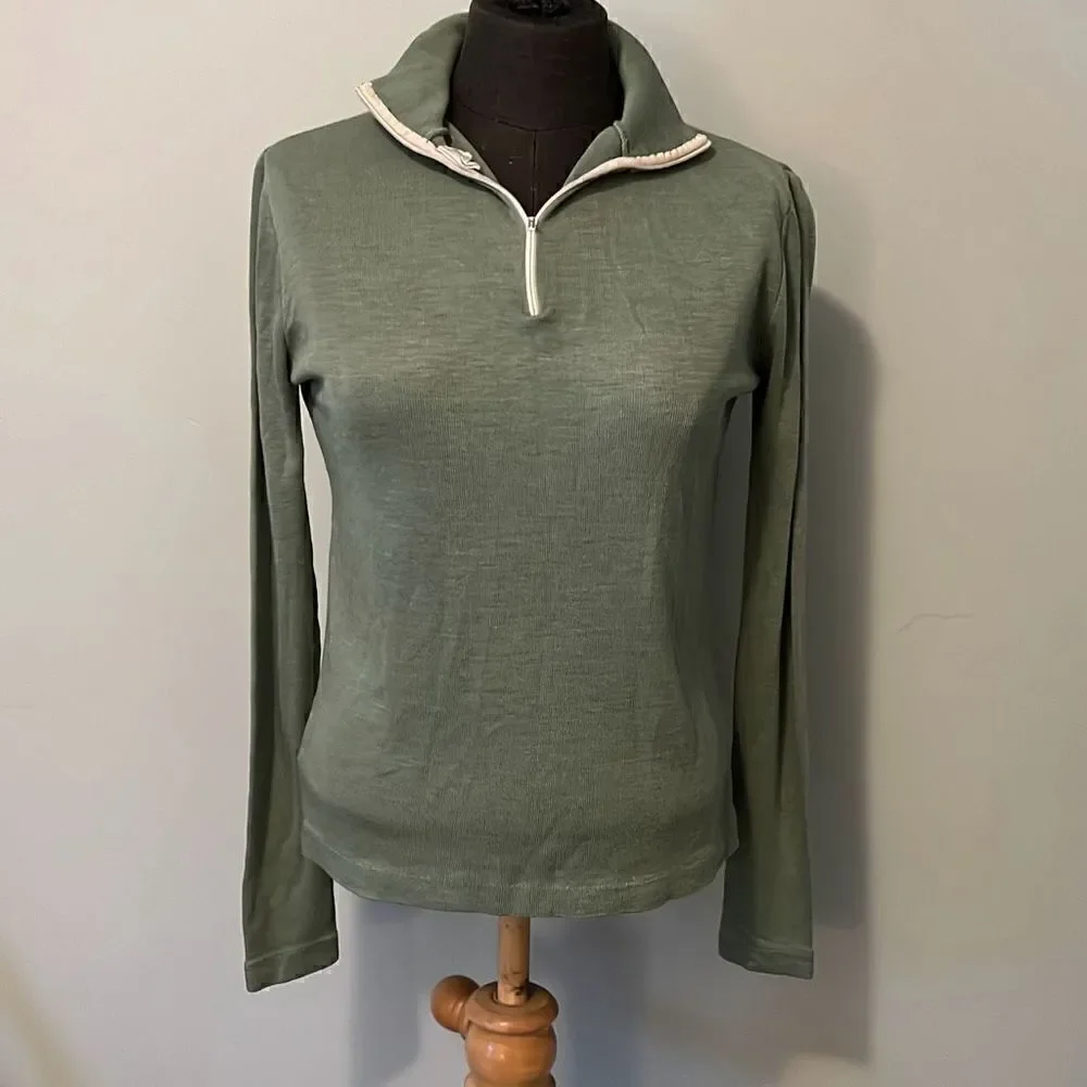 Fritzi Women's Green 1/4 Zip Long Sleeve Pullover Sweater Size Medium